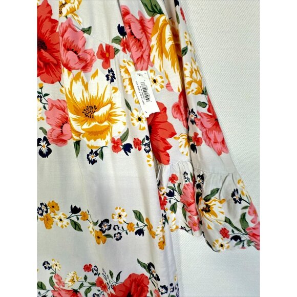 Old Navy Womens Floral Shirt Dress Size Large Gray Floral Ruffle Sleeves - Picture 4 of 16